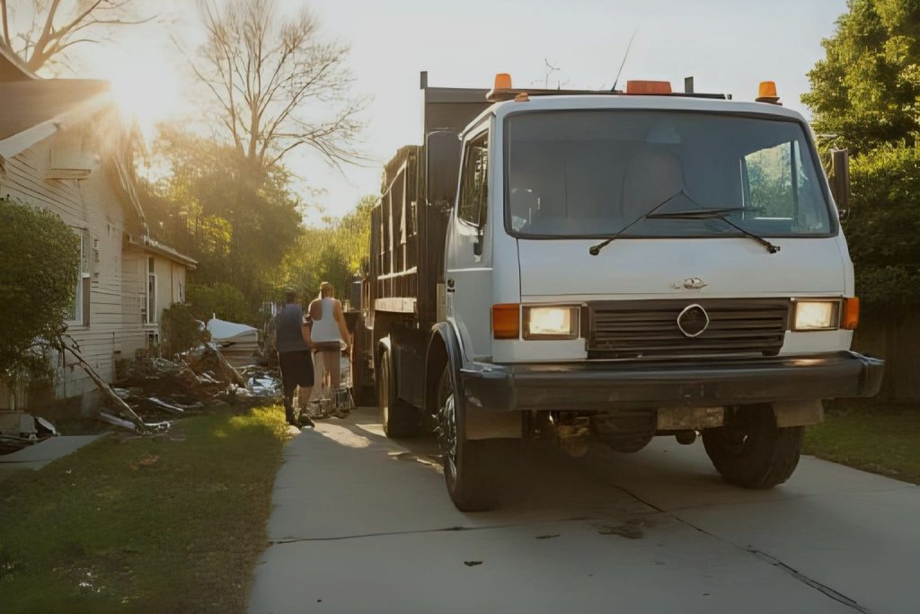 junk removal appointment truck at house